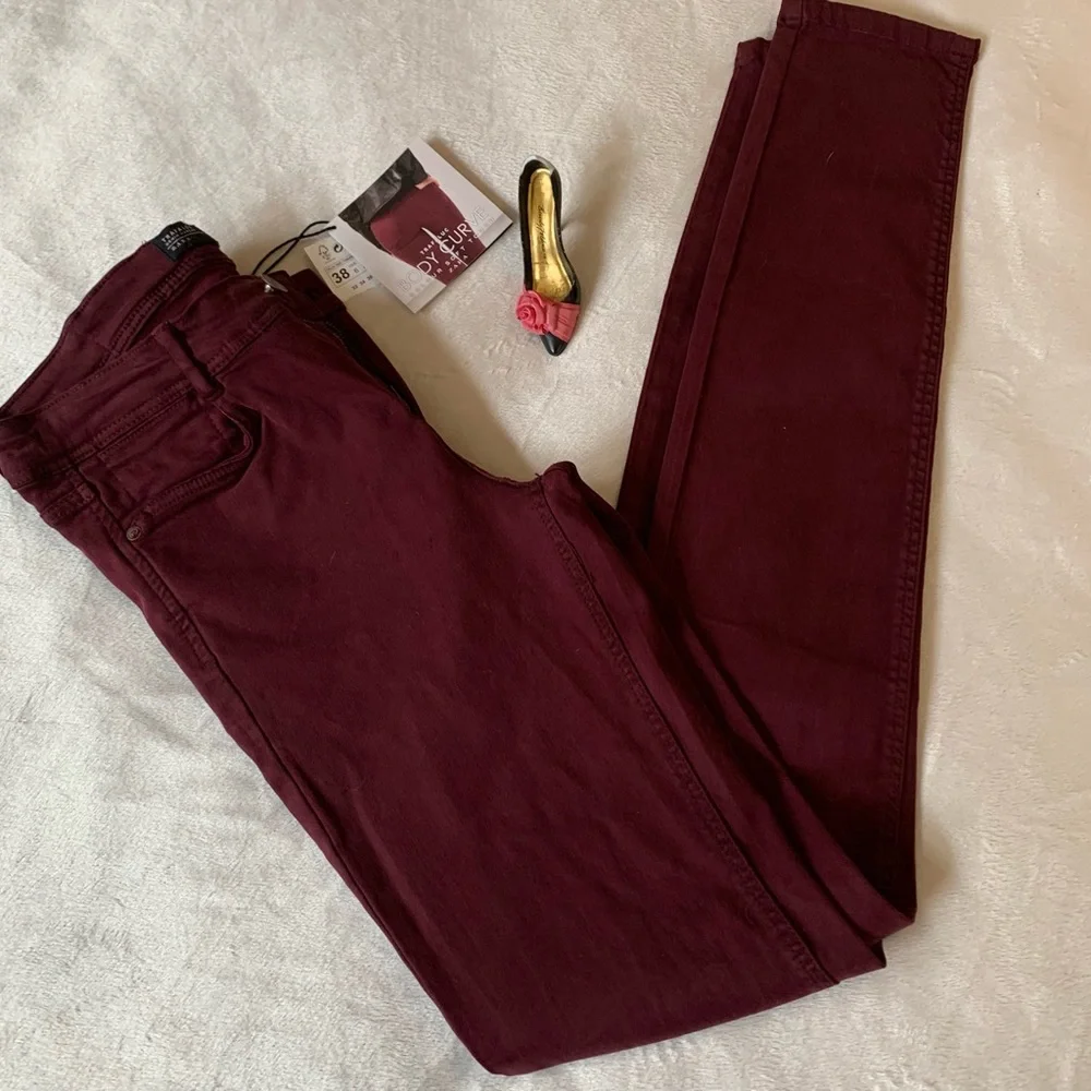 ZARA TRAFALUC deep maroon super skinny ladies jeans size 6 NWT